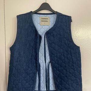 Damson Madder Blue Quilted Denim Tie Vest - US 4